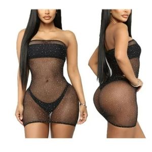 🆕️🏷 Sexy Rhinestone Fishnet Tube Dress 🆕️🏷